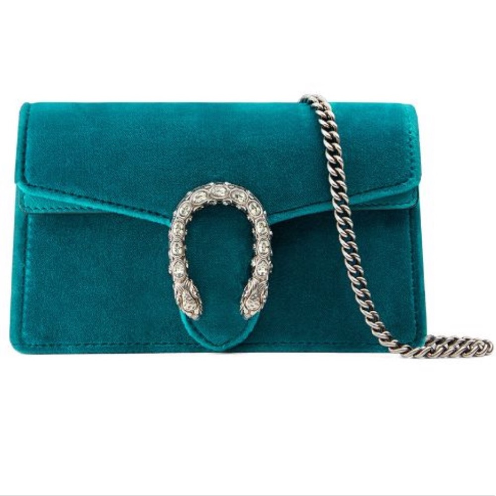Gucci Velvet Super Mini Dionysus in Peacock